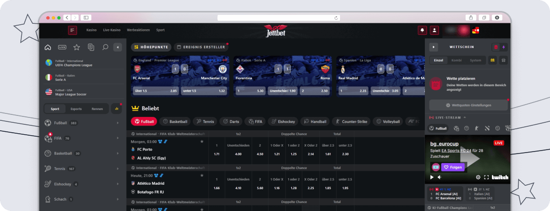 Jettbet Livewetten