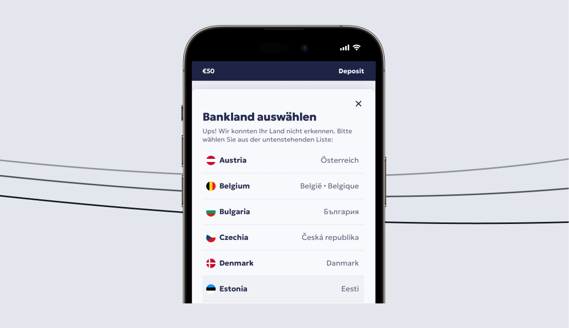 Klarna Schritt 4 Bankland wählen