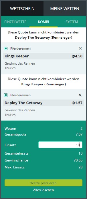 Kombiwette von 1bet