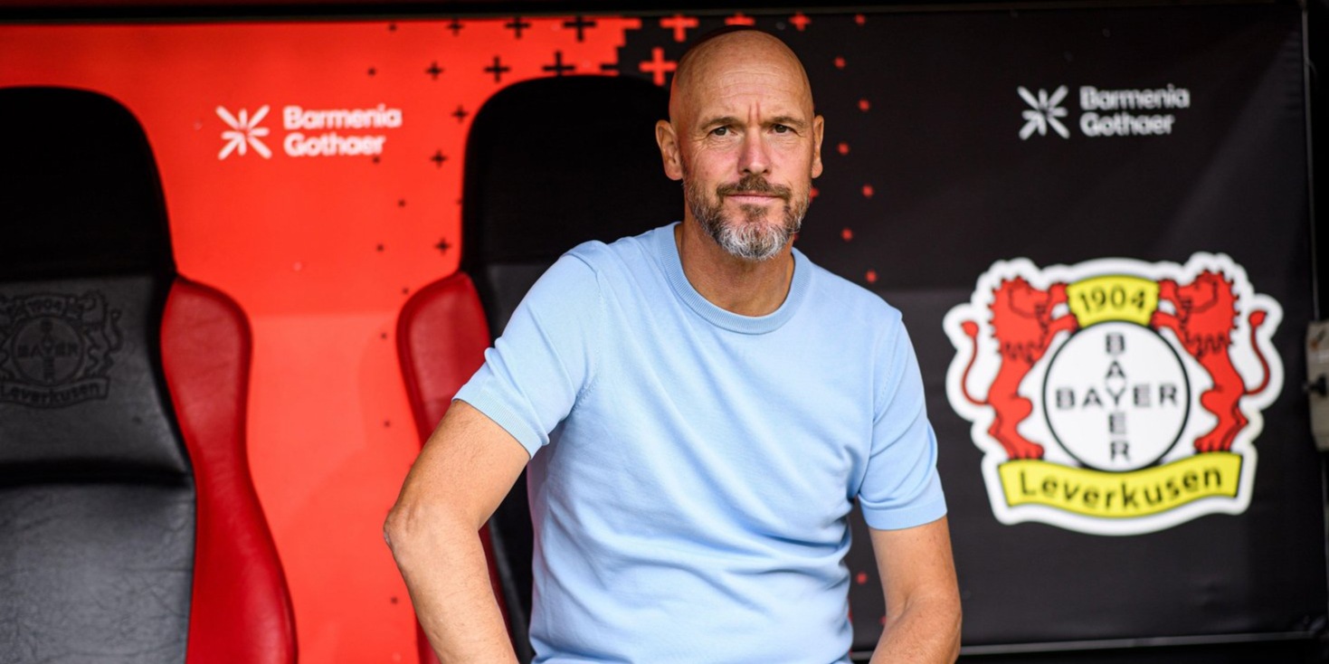 Erik ten Hag auf der Trainerbank von Bayer Leverkusen