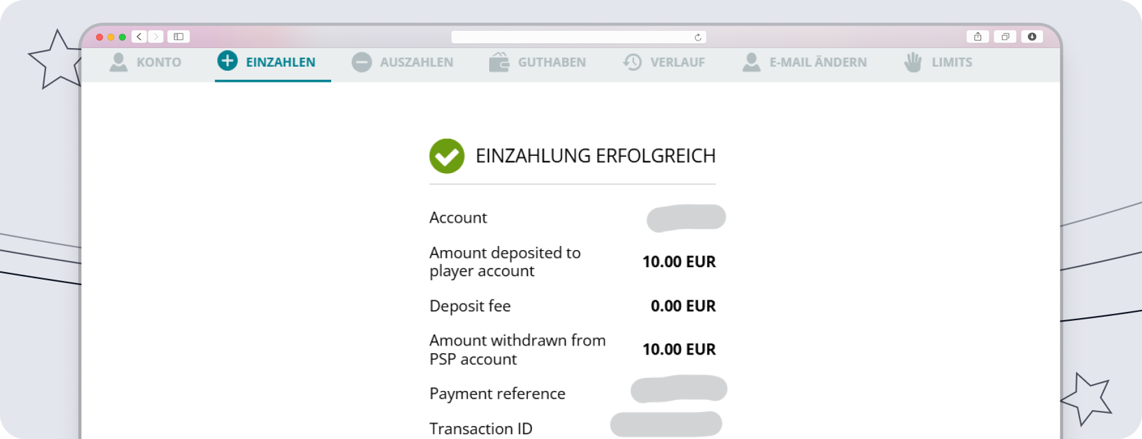 Beleg über die Einzahlung beim Buchmacher.