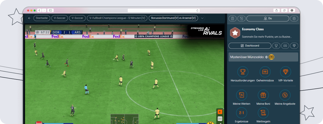 Live-Wetten-Ereignis mit Stream.