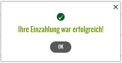 Lucky Million Nachricht erfolgreiche Einzahlung