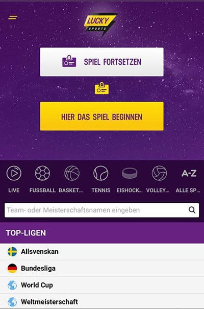 Lucky Sports Erfahrung- Mobile App