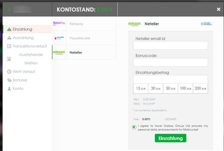 Einzahlungen Mobius.bet