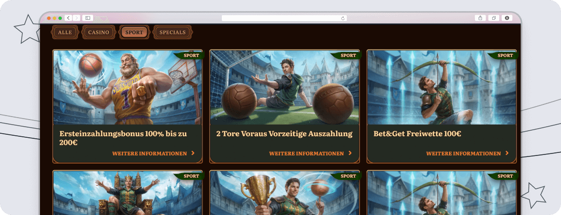 Bonusangebote für den Sportwettenbereich bei Wild Robin.