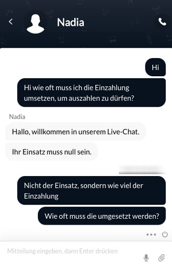 Live-Chat von OlympusPlay