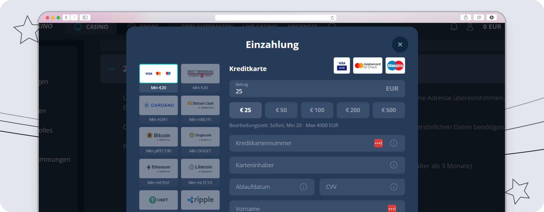 Platin Casino - Zahlung