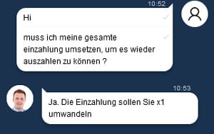 Umsatz der Einzahlung