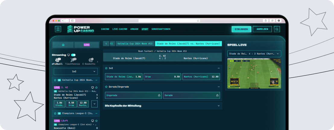 PowerUp Casino Live Wetten Desktop