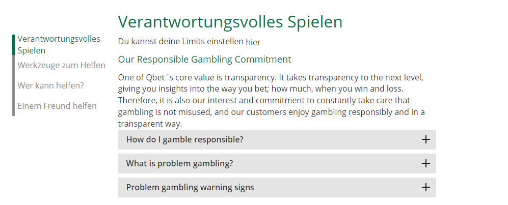 QBet Verantwortungsvolles Spielen