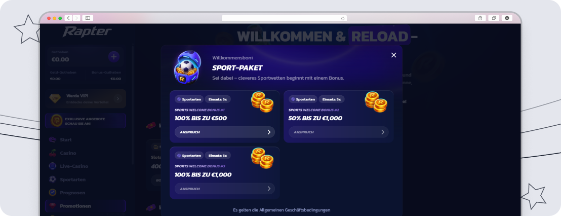 Rapter Willkommensbonus
