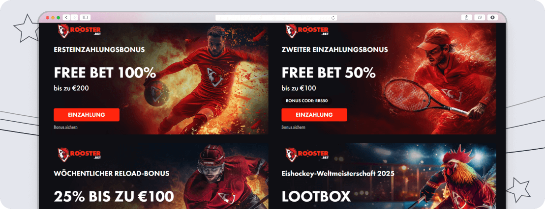 Willkommensbonus in Form einer Gratiswette bei Roosterbet.