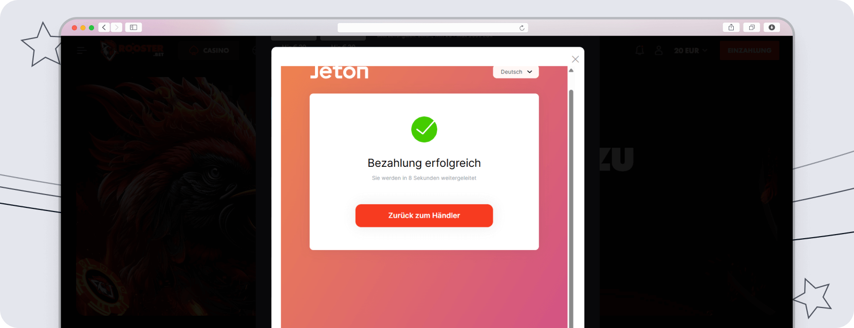 Zahlungsbestätigung bei Jeton.