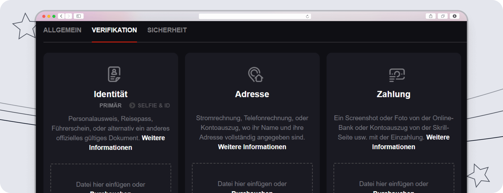 Verifizierung im Kundenprofil.