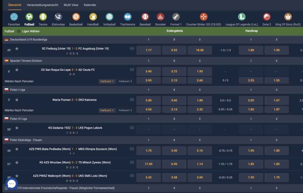 STSbet Live-Wetten
