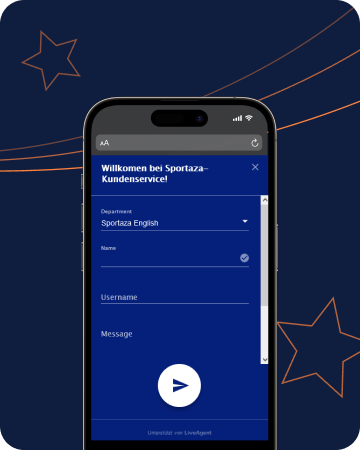 Screenshot eines Chats mit dem Sportaza-Kundensupport