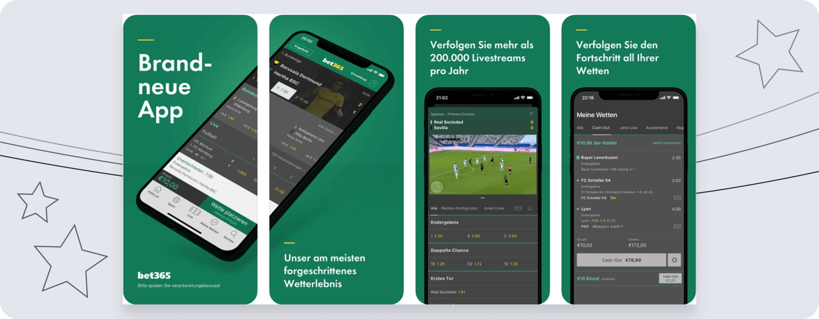 Screenshot der neuen bet365-Mobile-App