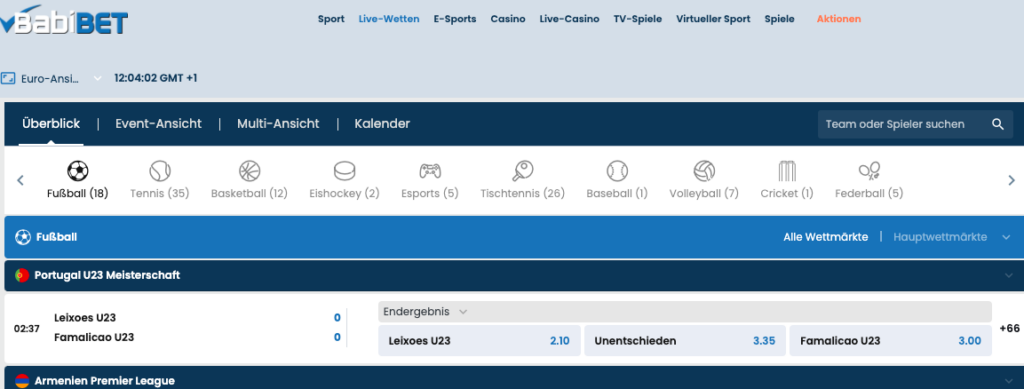 BabiBet Fußballwetten Überblick