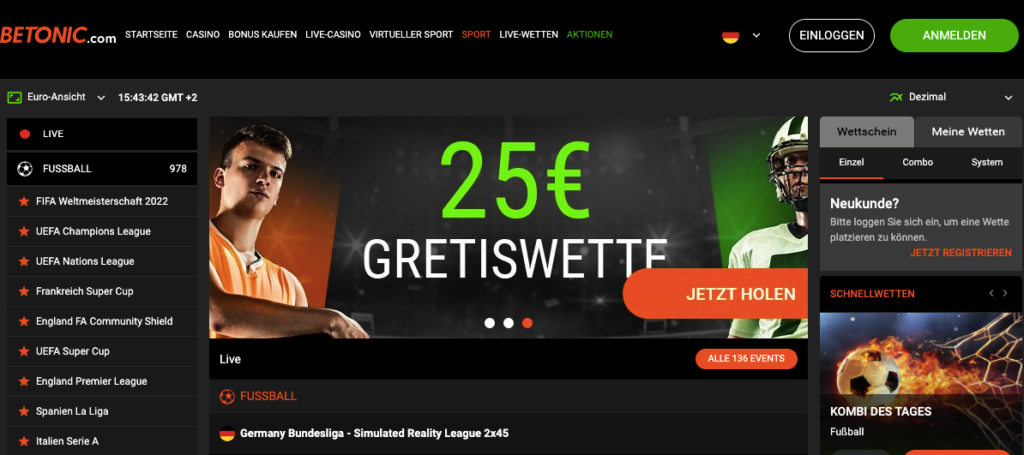 Betonic Sportwetten Webseite