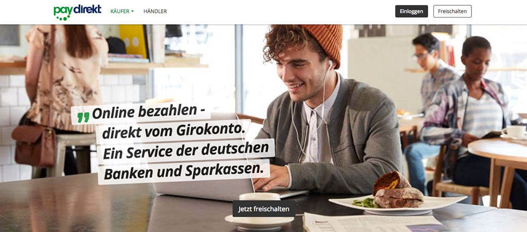 Screenshot von der Website von Paydiret