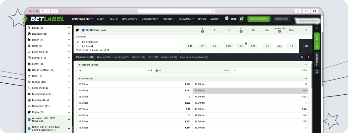 Six Nations Rugby - Wettmärkte 2