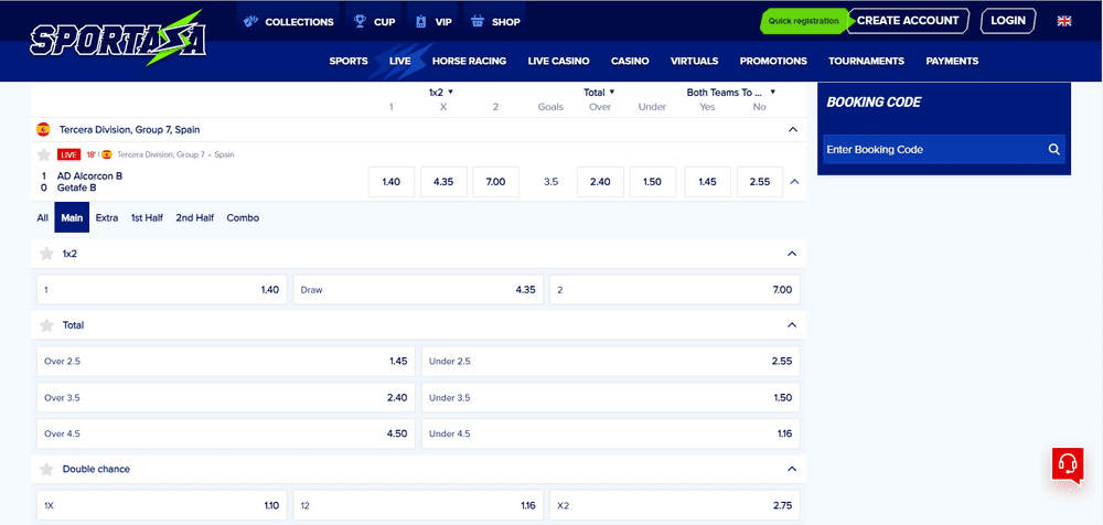 Sportaza Sportwetten Auswahl