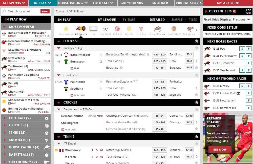 Livewetten bei Spreadex
