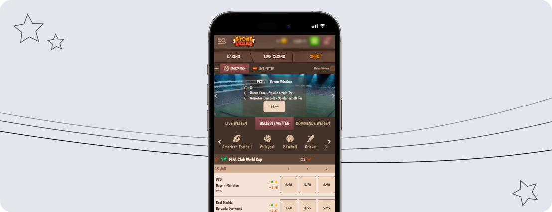 Screenshot StoneVegas Mobile App
