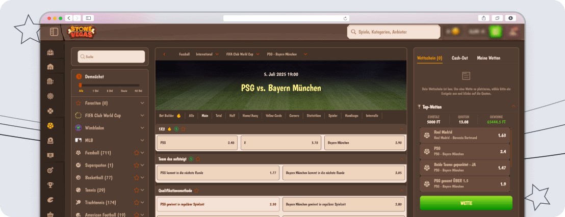 Screenshot StoneVegas Bedienung & Design