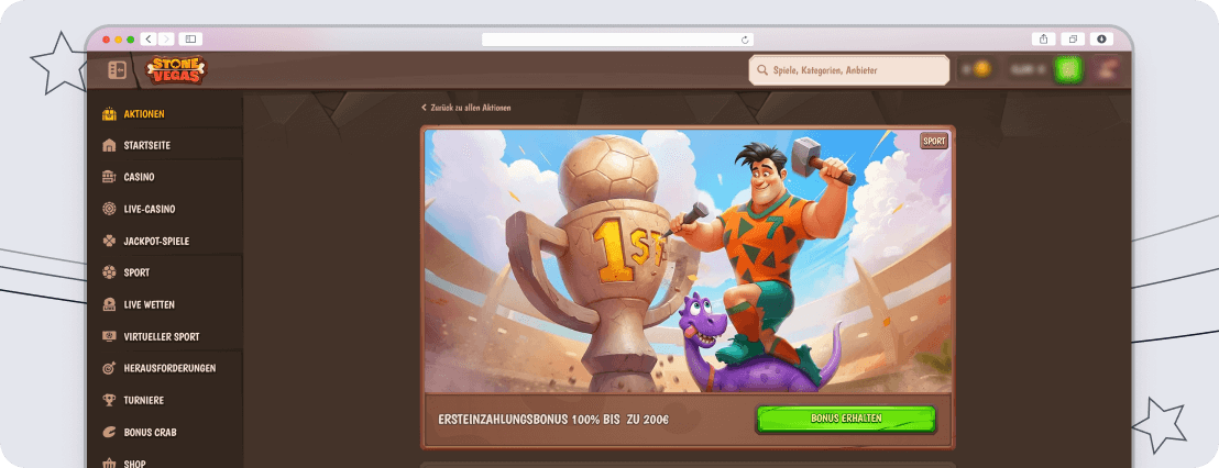 Screenshot StoneVegas Wilkommens Bonus