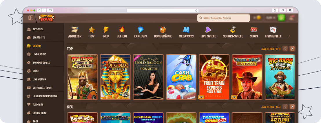 Screenshot StoneVegas Weitere Angebote
