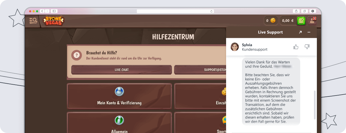 Screenshot StoneVegas Support