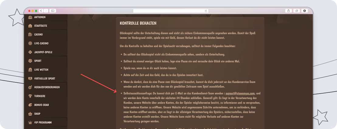Screenshot StoneVegas Seriosität & Sicherheit