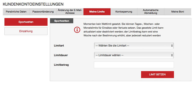 Sportwetten-Einstellungslimits nutzen