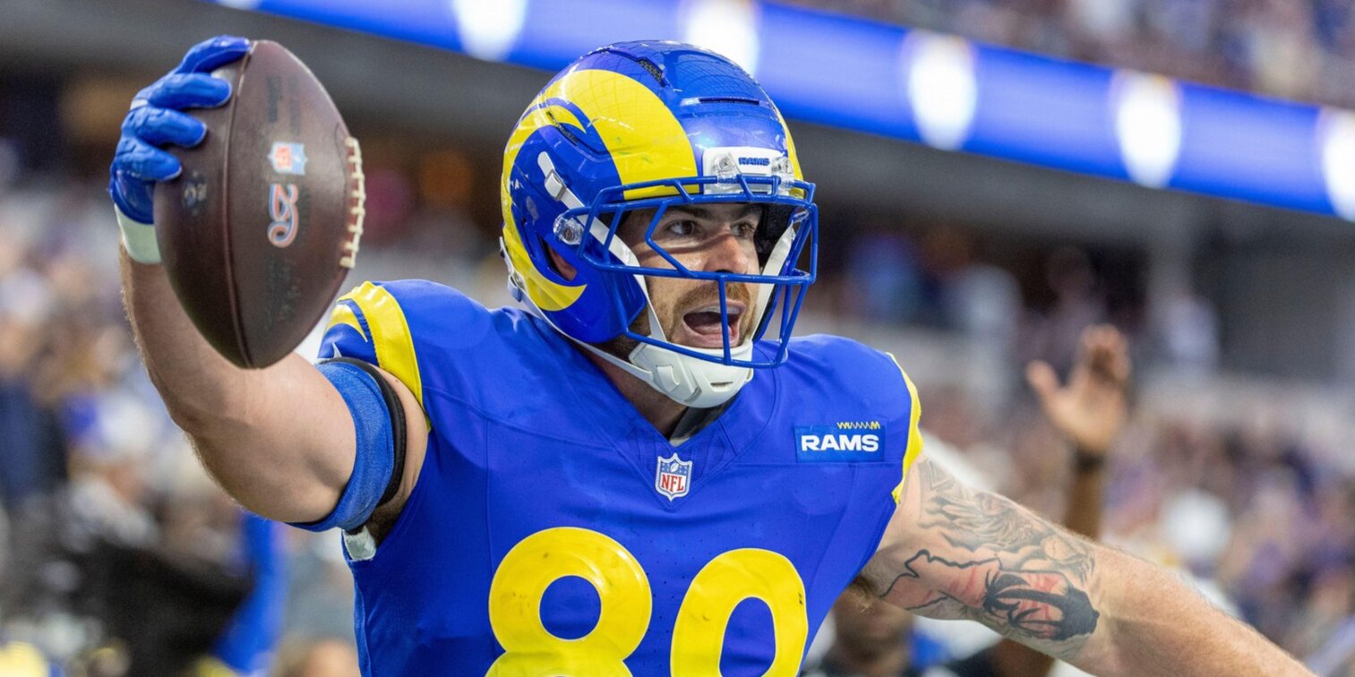 Tyler Higbee jubelt nach einem Touchdown für die LA Rams