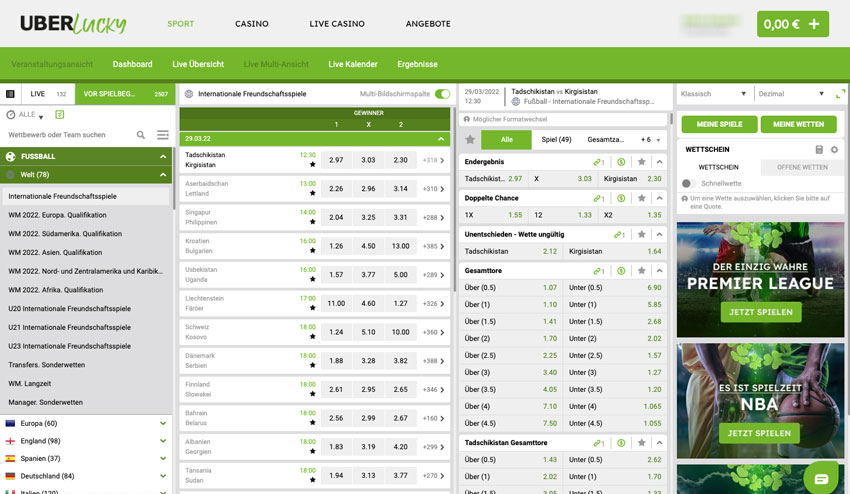 Design und Aufbau der Webseite von Uberlucky