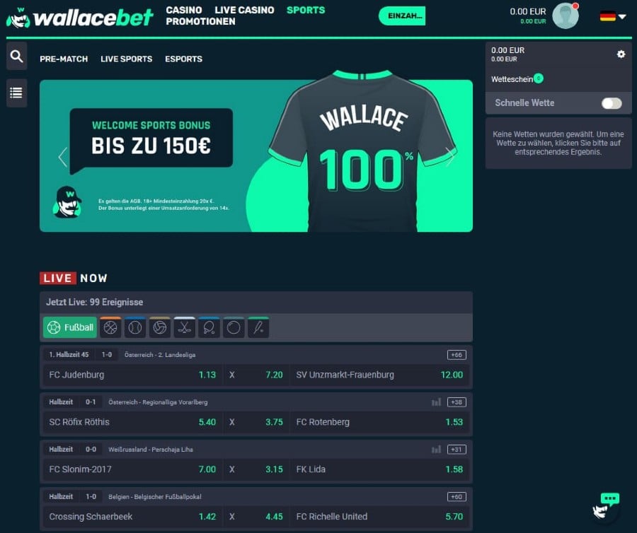 Wallacebet Sportwetten Erfahrungen – Bedienung und Design