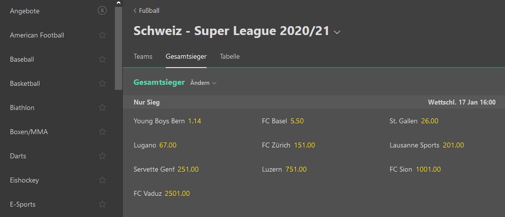Wettportfolio bet365