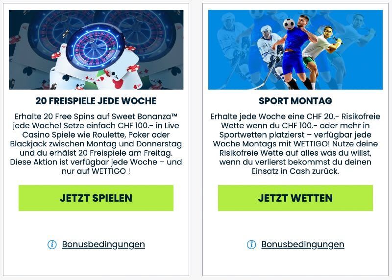 Boni für Bestandskunden bei Wettigo