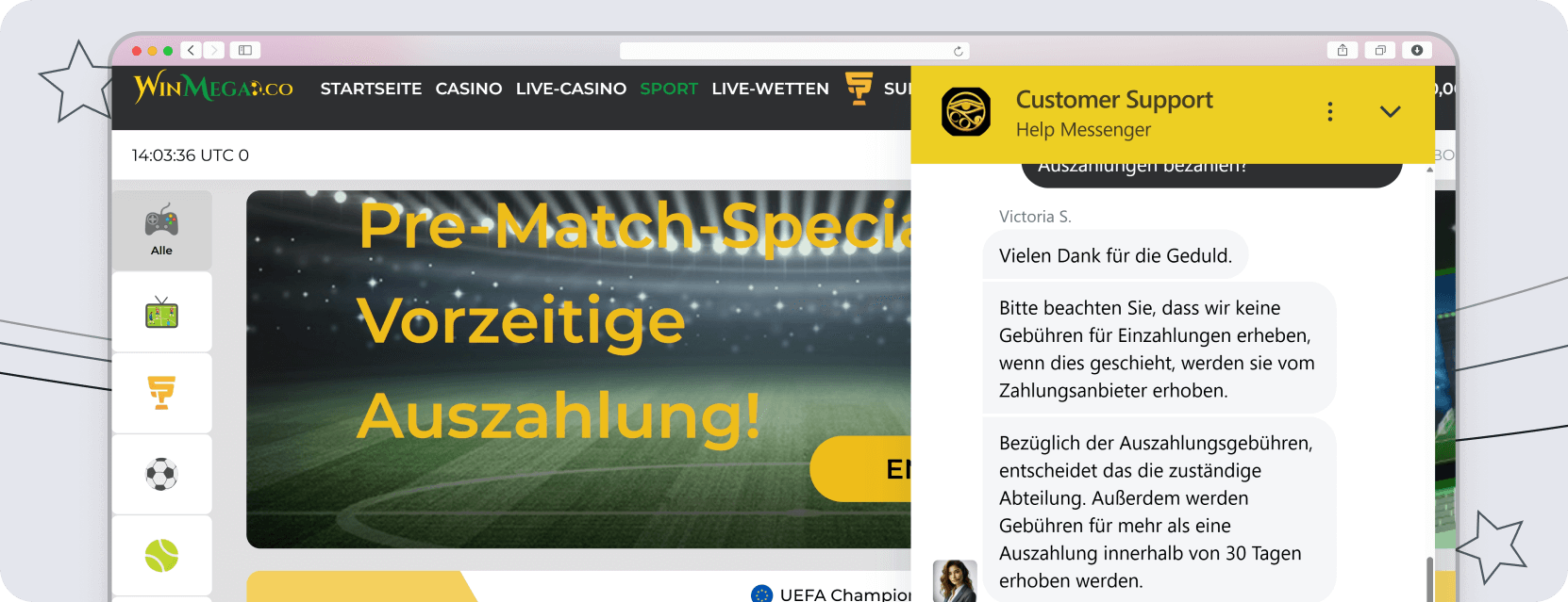 Screenshot WinMega Service & Support