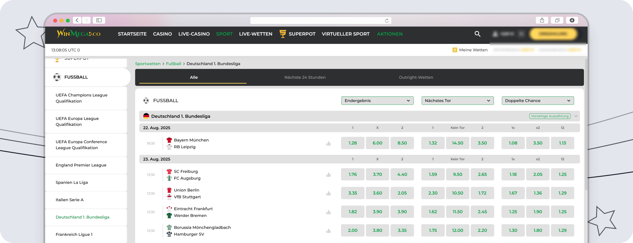 Screenshot WinMega Wettangebot