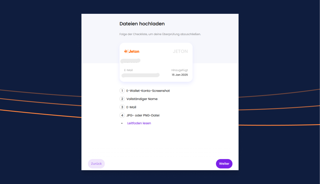 Winnerz Schritt 2 Verifizierung KYC