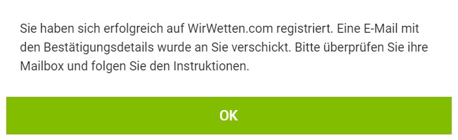 Wirwetten.com - Konto bestätigen