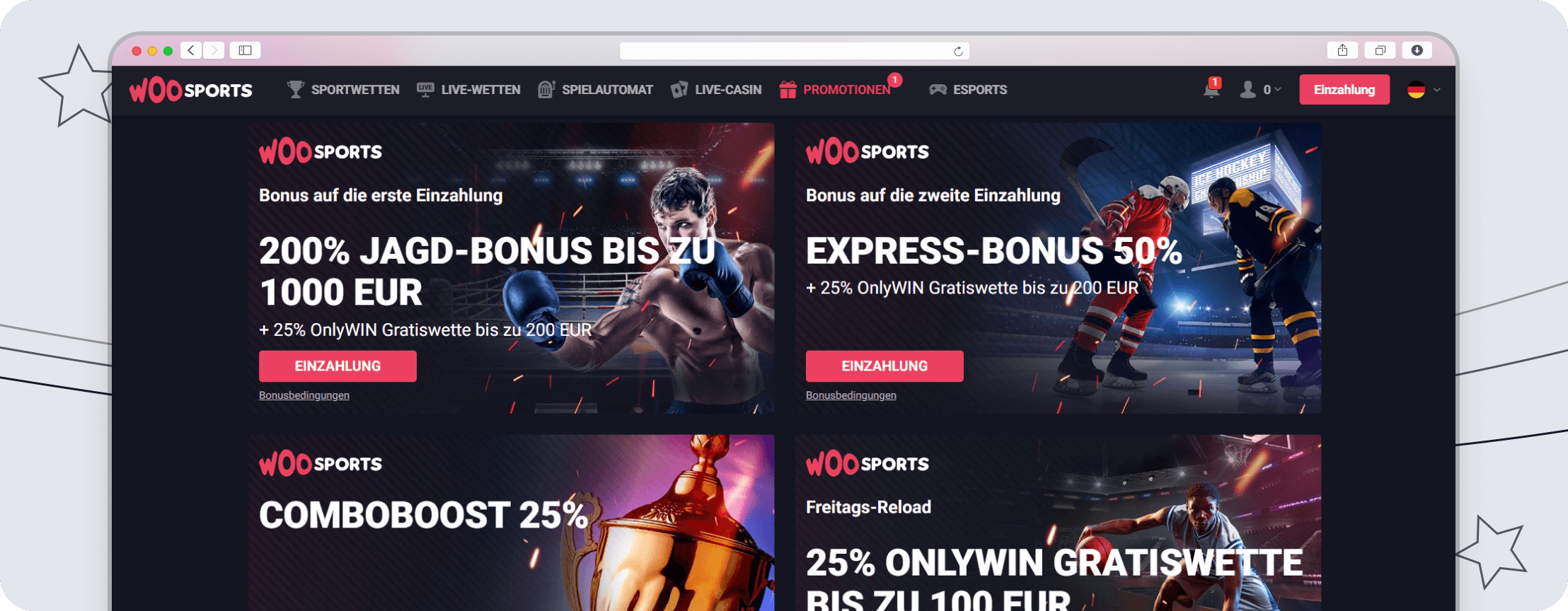 Screenshot des Angebots 200% Jagdbonus bis 1000€.