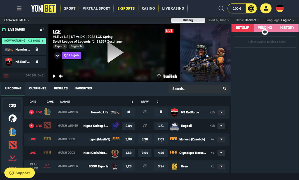 eSport bei Yonibet