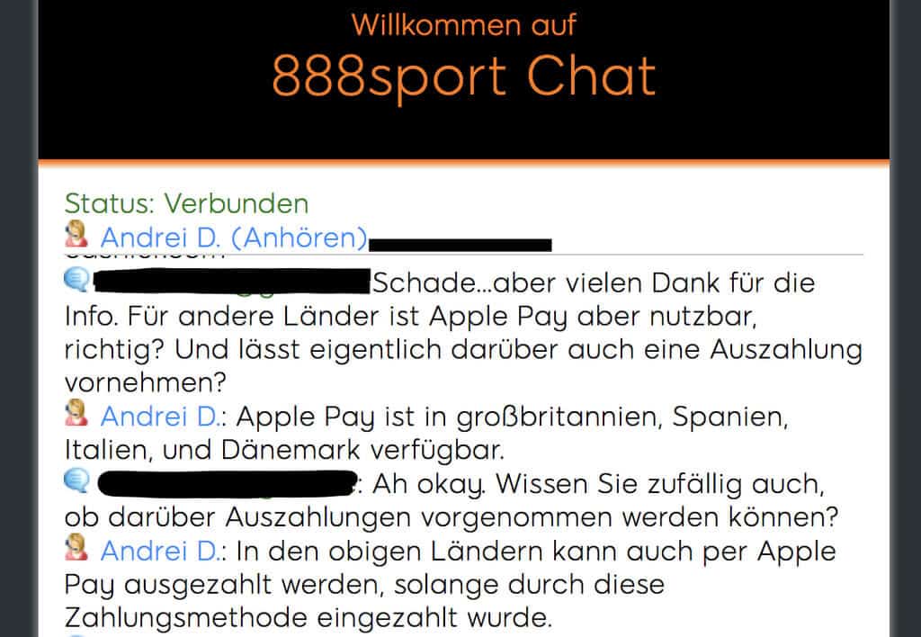 Apple Pay 888sport Chat