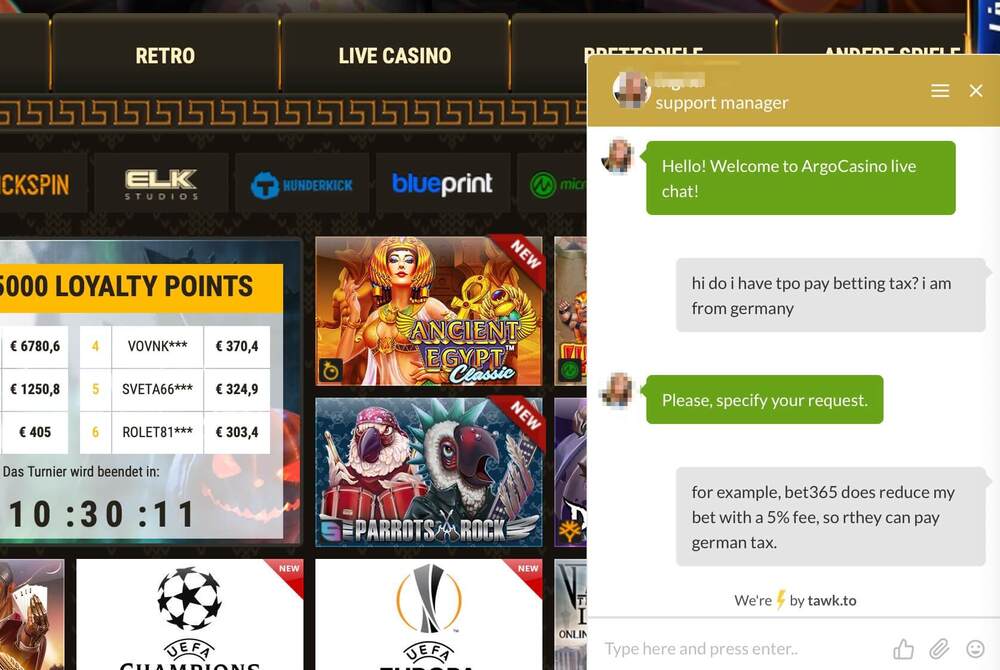 ArgoCasino Sport Support