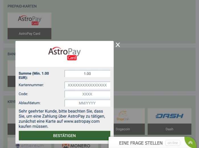 AstroPay Schritt-für-Schritt-Anleitung – Beim Wettanbieter einzahlen