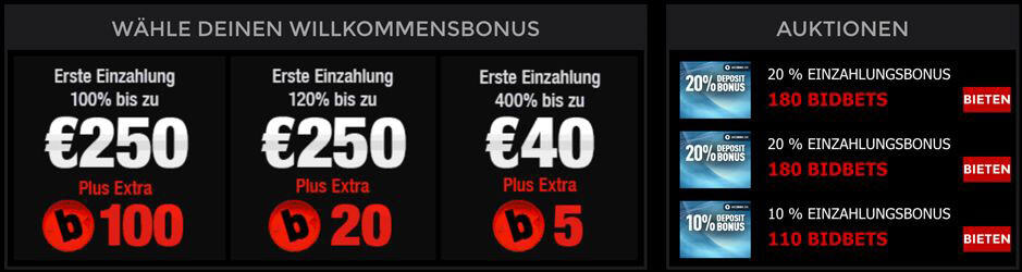 Bonus und Auktionen beim Wettanbieter b-Bets (Quelle: b-Bets)